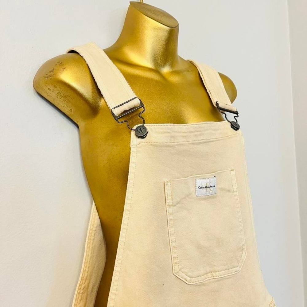 Vintage Calvin Klein Jeans cream denim short overalls - Picture 3 of 6